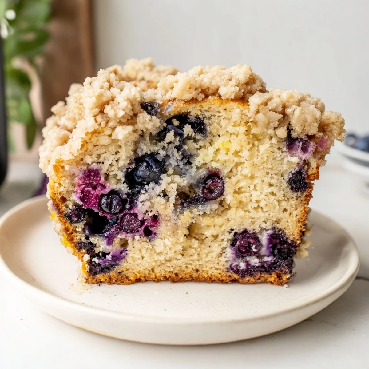 Golden Lemon Blueberry Bread loaf cooling on a wire rack, buttery streusel topping and lemon zest garnish.