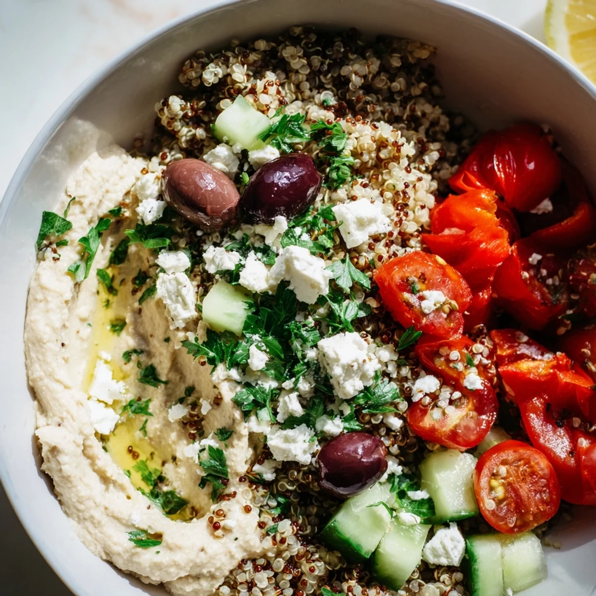 Mediterranean Quinoa Bowl Hummus