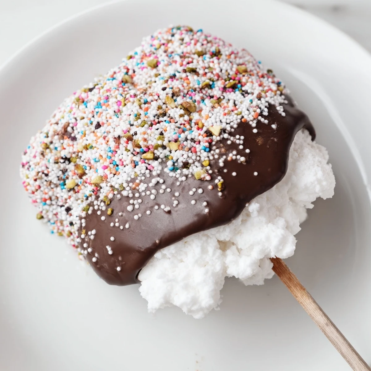 Chocolate Dipped Marshmallows packaged in clear bags with ribbons, perfect edible gifts for holiday parties.