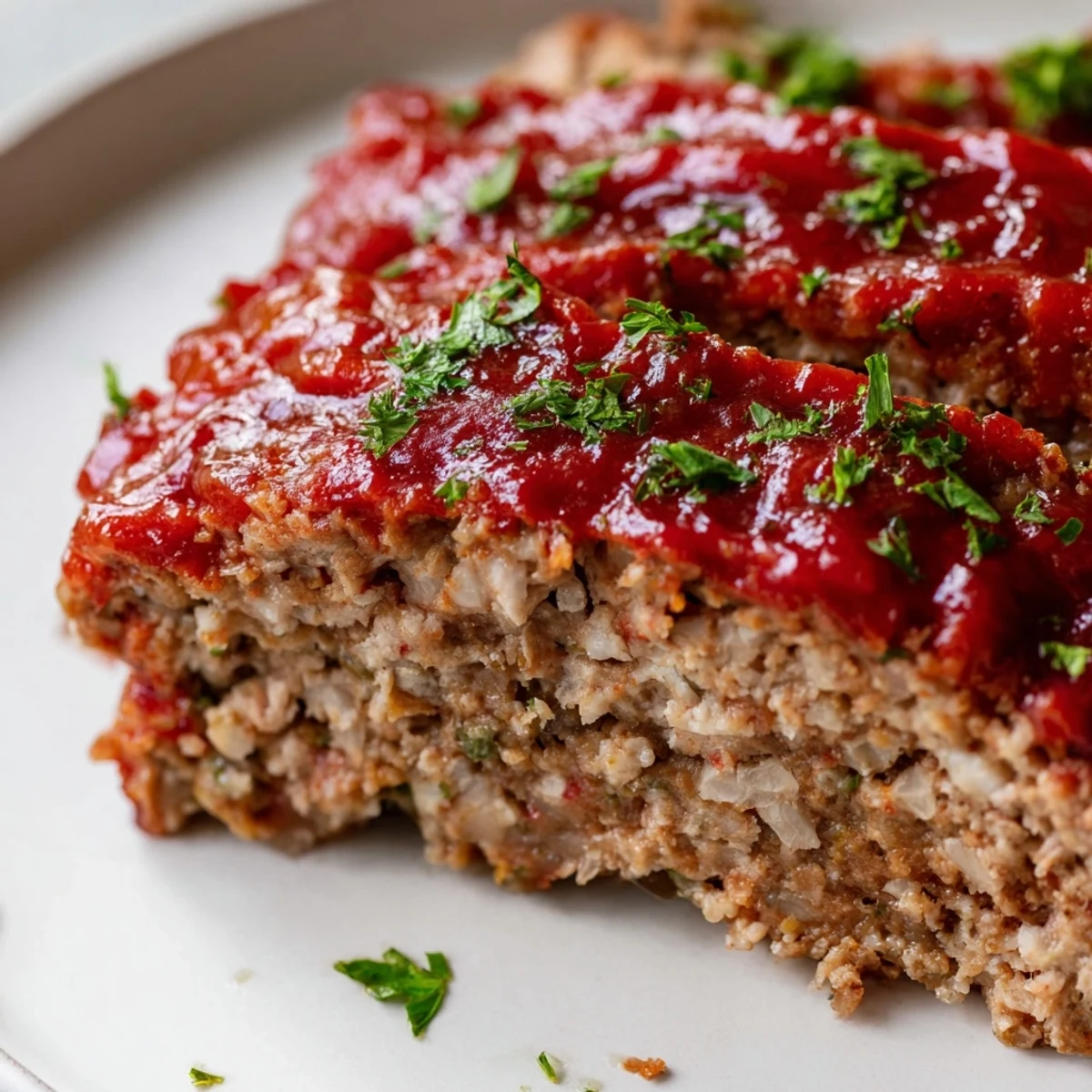 Perfectly glazed Turkey Meatloaf with Tomato Glaze emerging from the oven, glistening and aromatic, ready to slice and serve with creamy mashed potatoes.