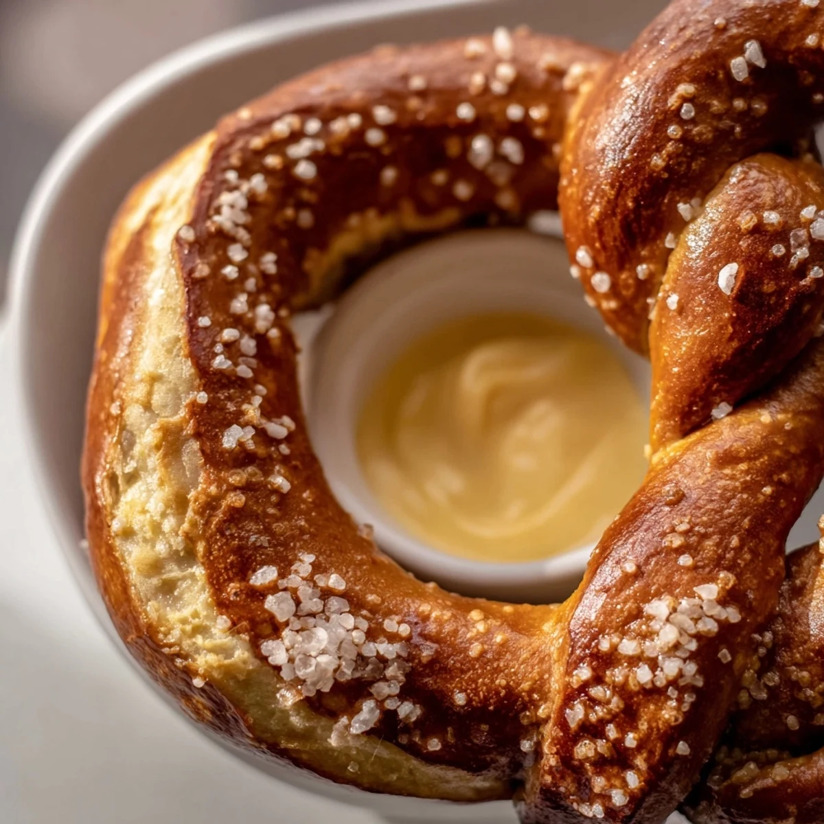 Golden-brown Game Day Soft Pretzels with Cheese Sauce, warm and chewy, ready for dipping on game day.