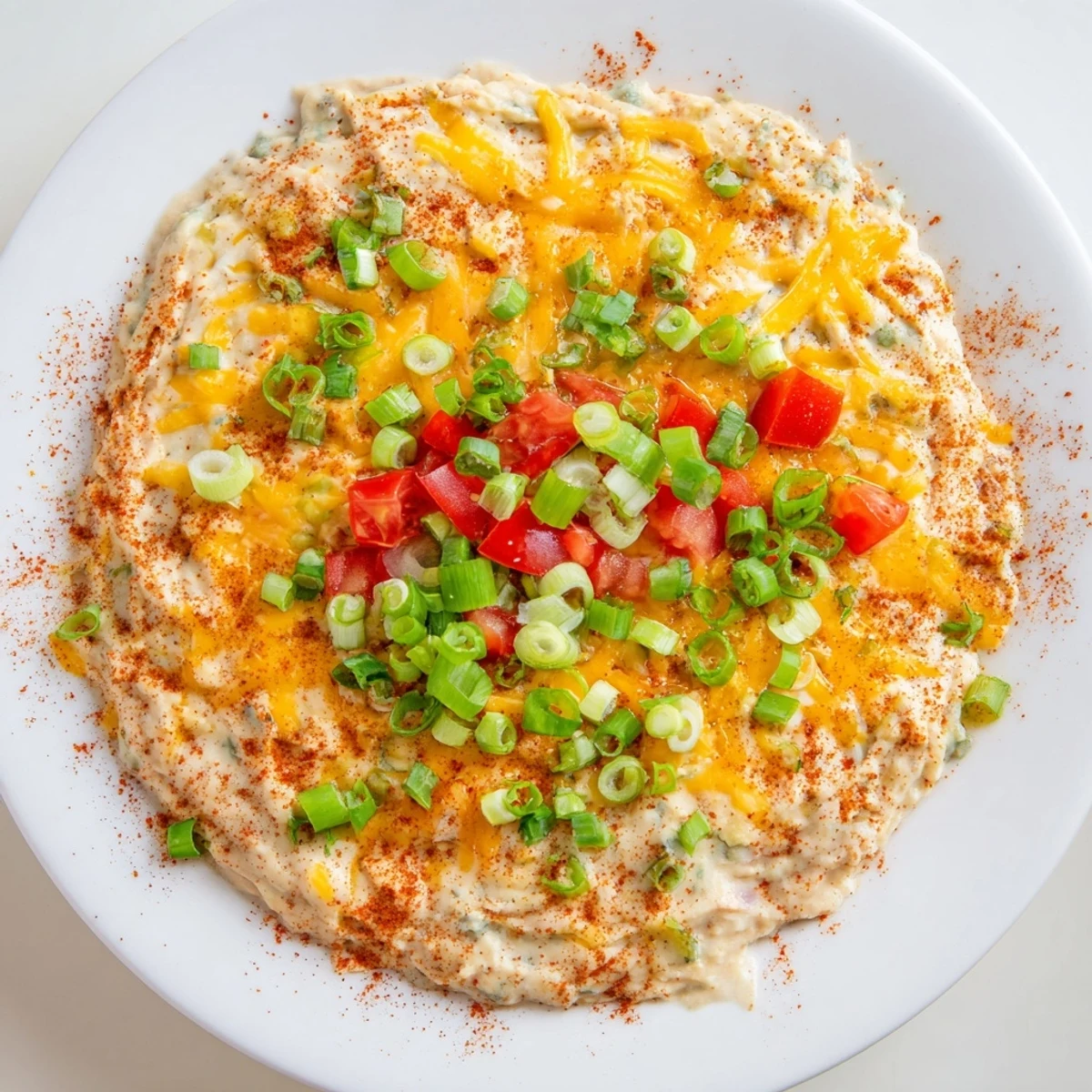 A skillet of hot Championship Bean Dip is presented with colorful tortilla chips, ready for a game day party.