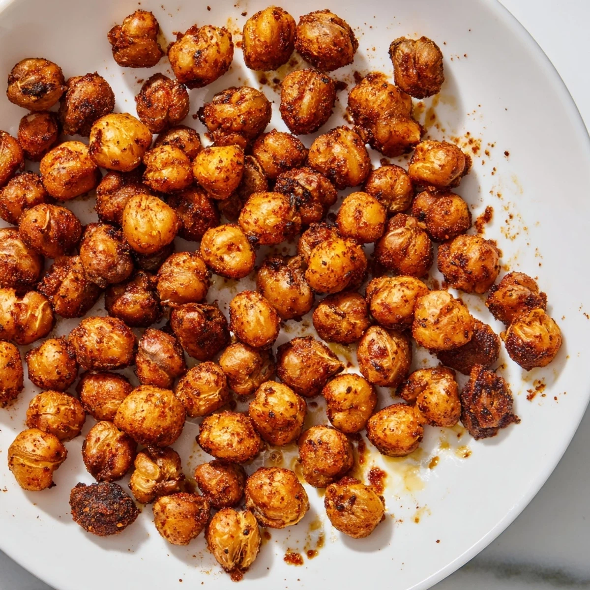 These spicy roasted chickpeas, seasoned with Cajun spices and paprika, are perfect for snacking or salads.  