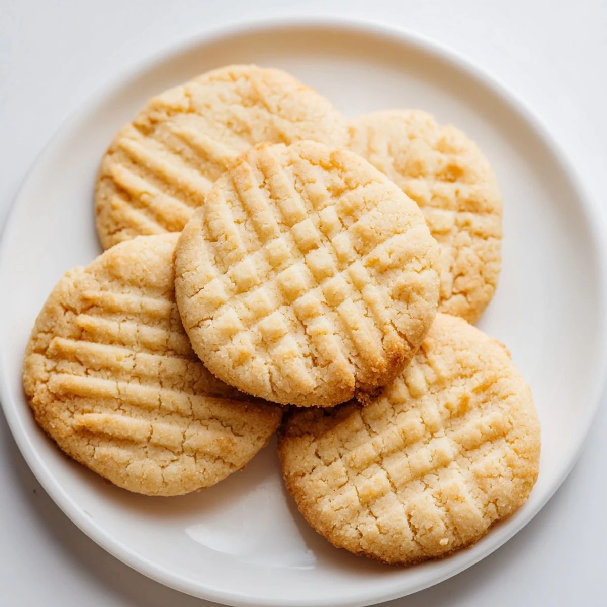 A close-up of tender Keto Butter Cookies, their buttery edges lightly golden, perfect for a low-carb dessert platter.