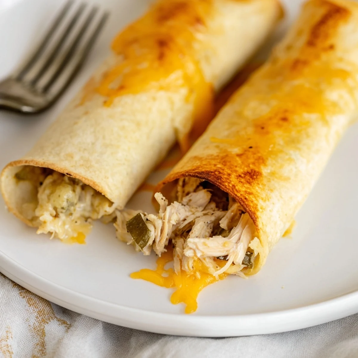 Crispy rolled tortillas filled with shredded chicken, dill pickles, cheddar cheese, and creamy ranch.