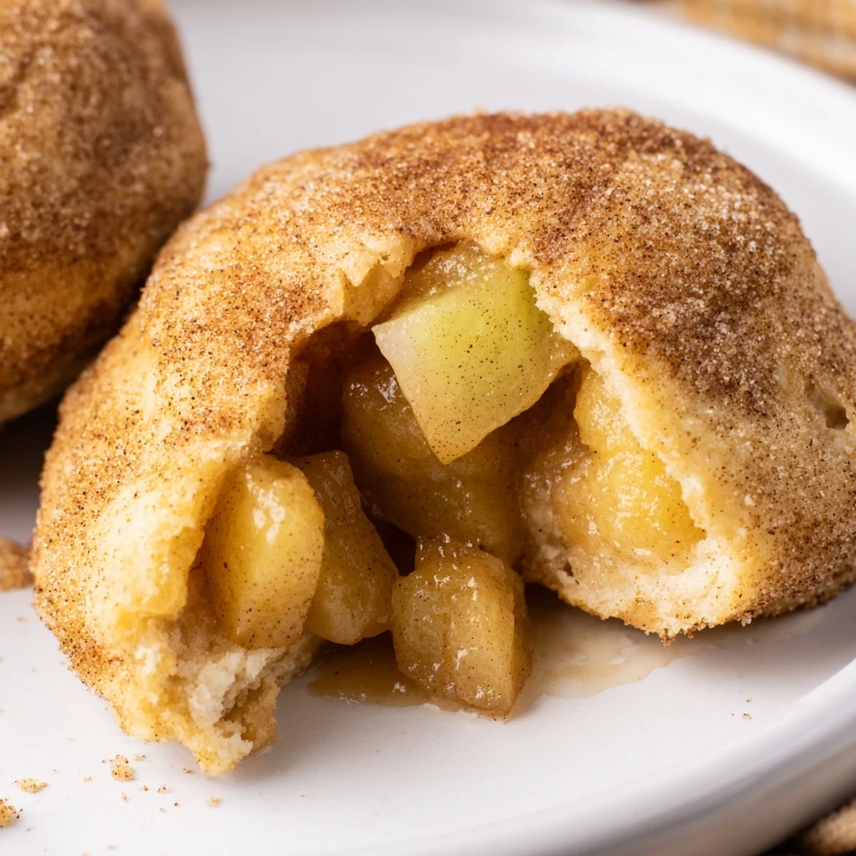 Golden brown caramel apple pie bombs with cinnamon sugar coating and gooey caramel center