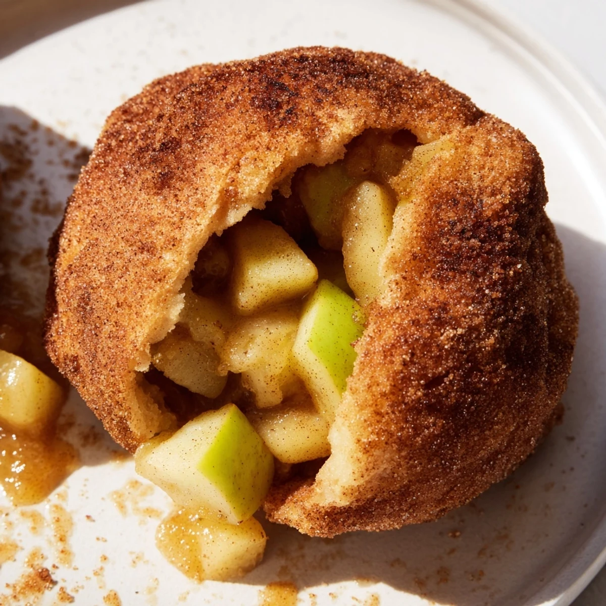 Homemade caramel apple pie bombs brushed with butter and sprinkled with cinnamon sugar mixture