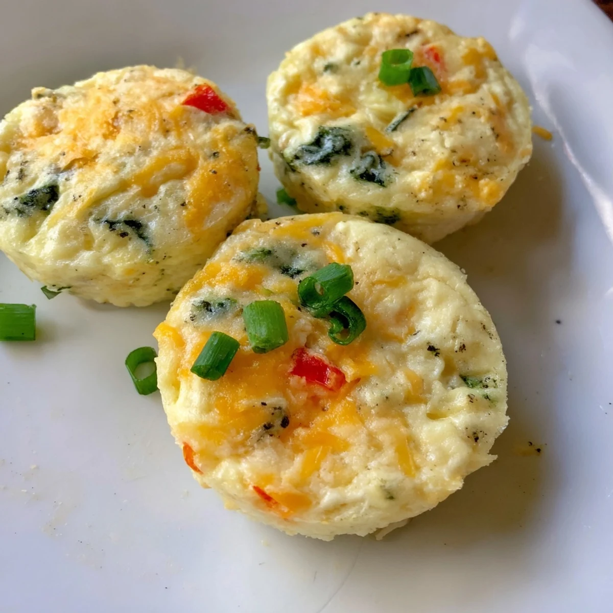 Protein-rich cottage cheese egg bites arranged on a white serving plate