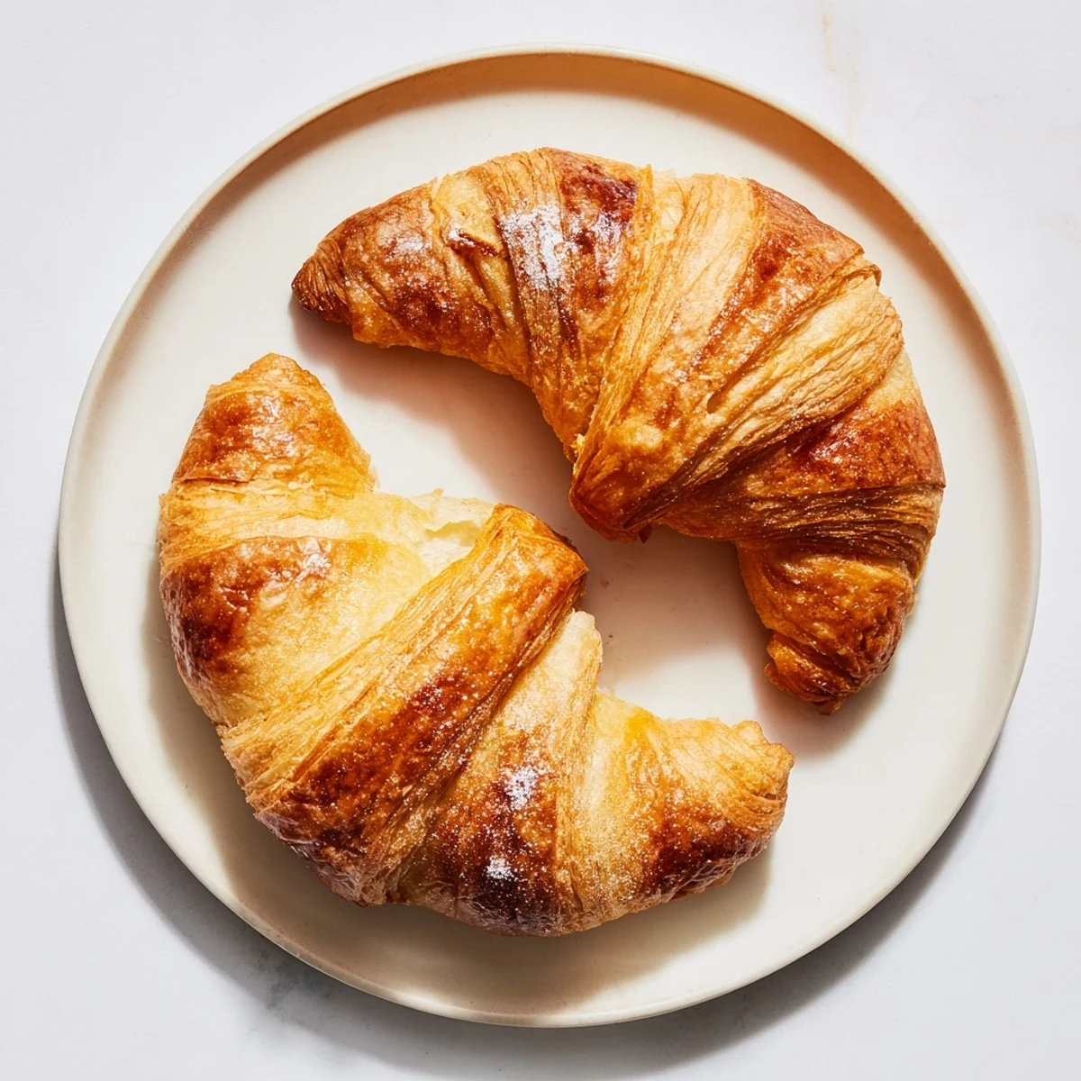 Buttery French pastry croissants arranged on parchment with golden brown exteriors made in air fryer