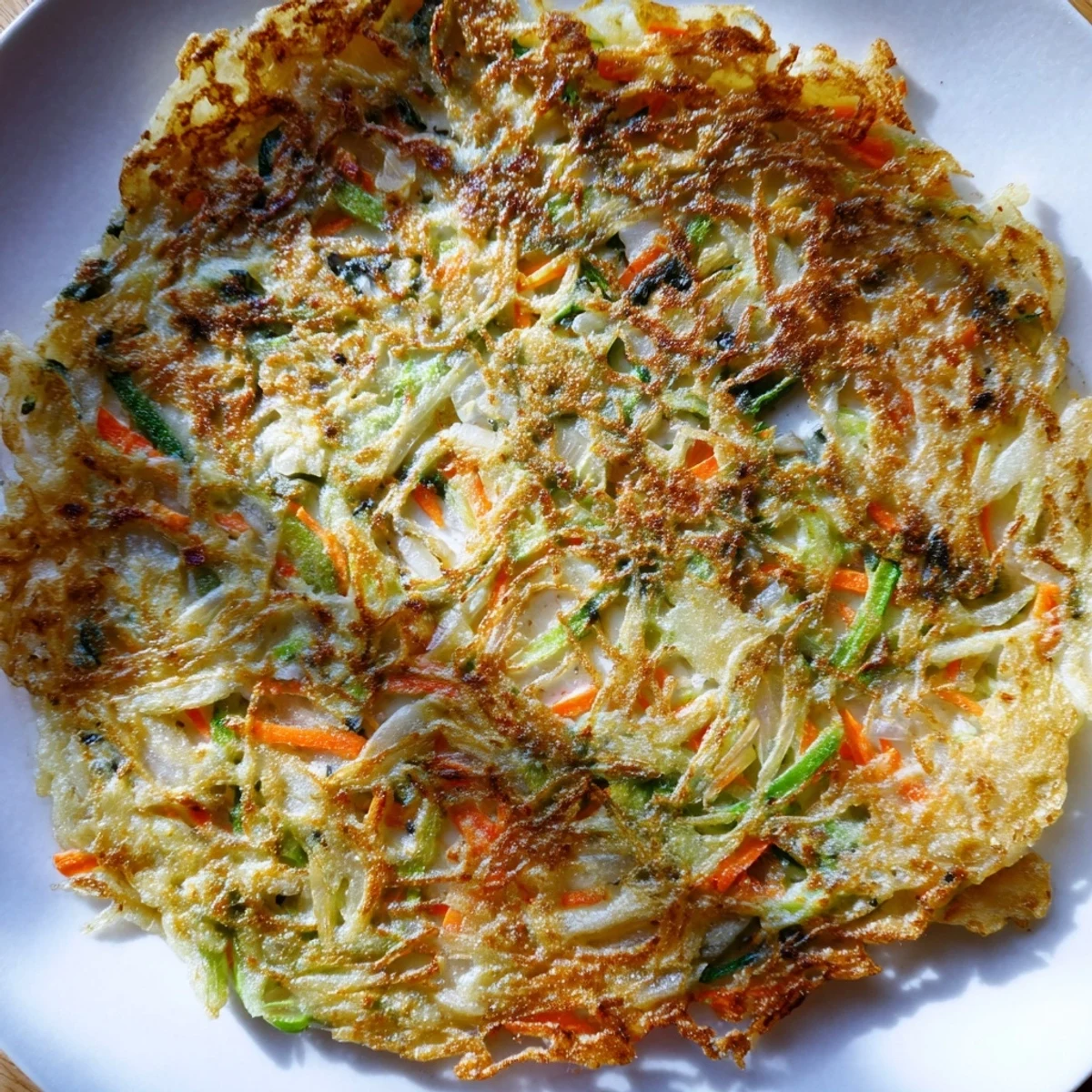 Savory Korean pancakes served on white plate with tangy soy dipping sauce