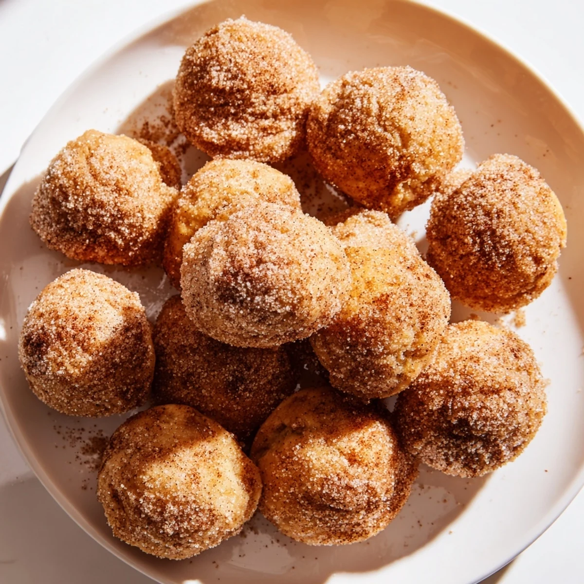 Freshly baked easy cinnamon sugar mini muffins arranged on a wire cooling rack