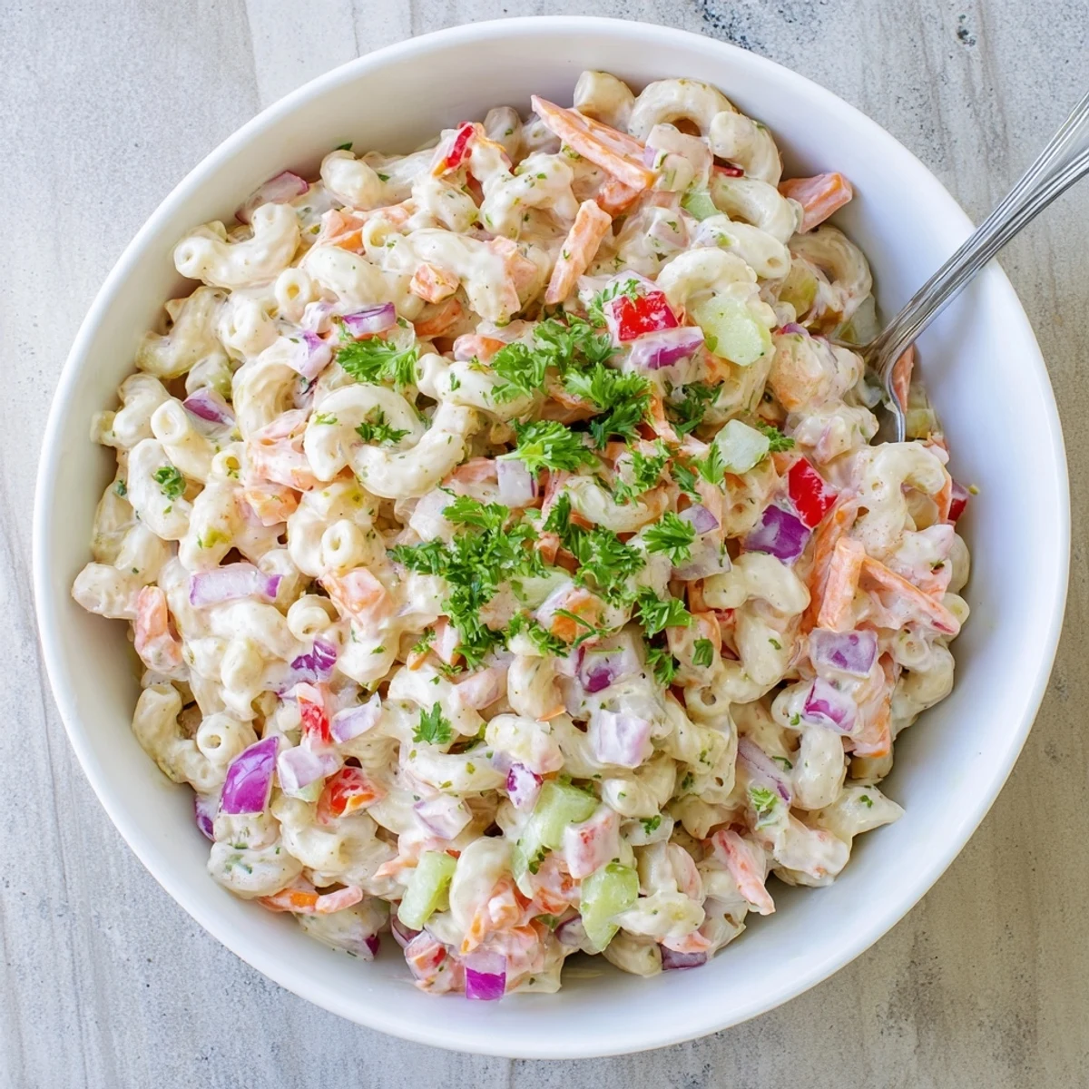Tangy And Creamy Macaroni Salad