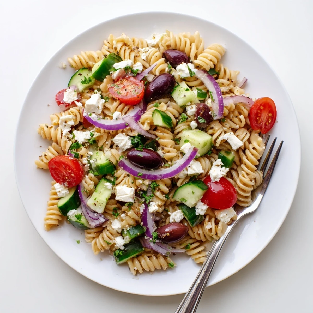 Greek Pasta Salad Mediterranean Style