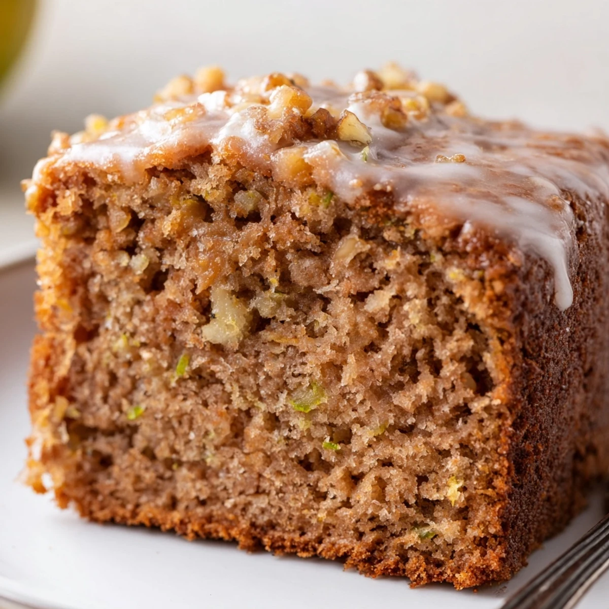 Sliced Zucchini Cake With Brown Sugar Icing served with steaming coffee
