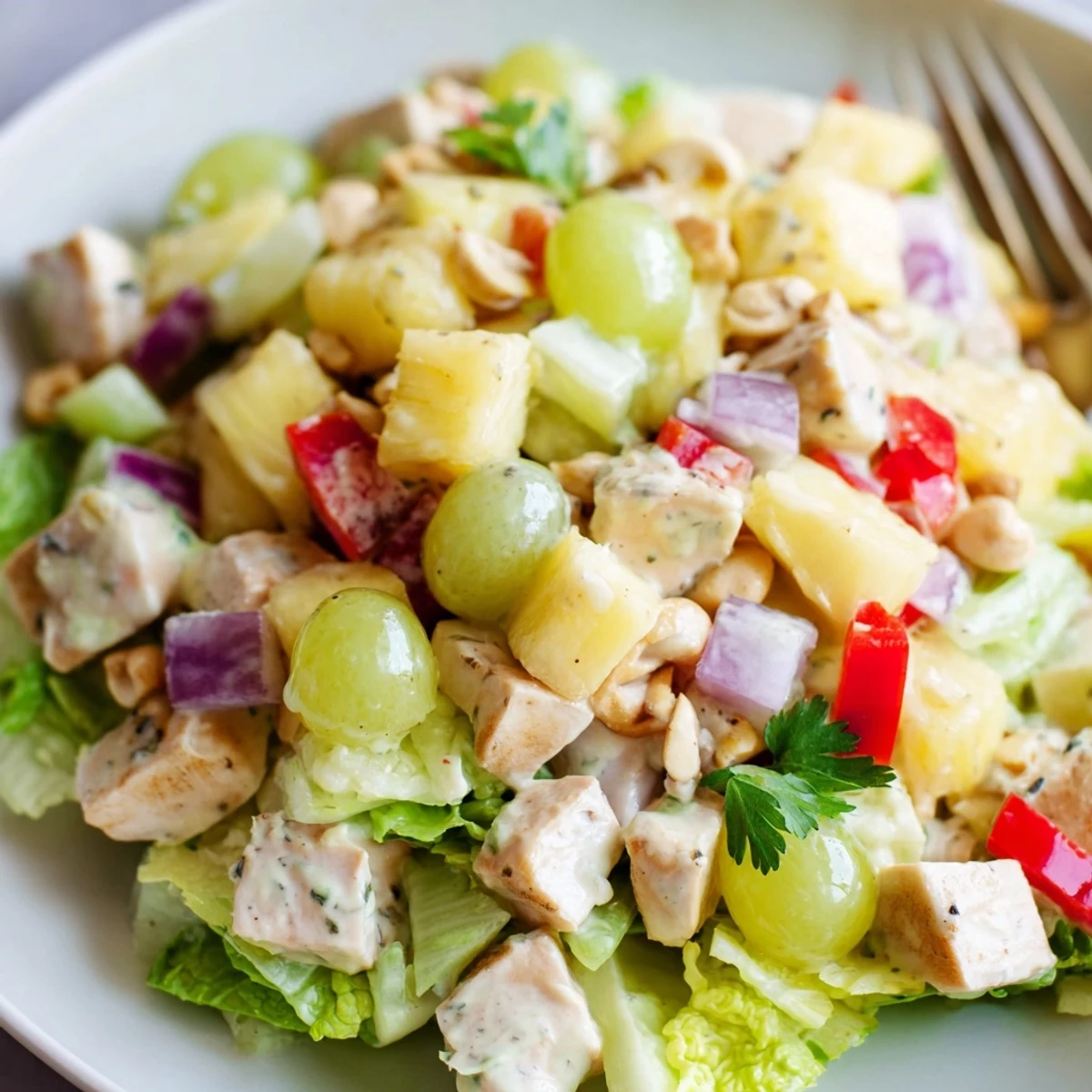 Hawaiian Chicken Salad Recipe with juicy pineapple, tender chicken, creamy lime dressing