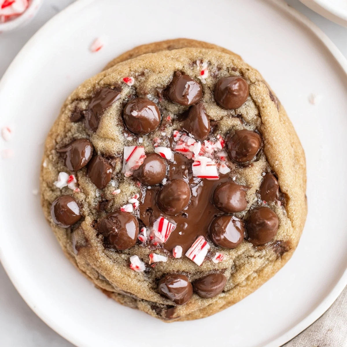 Warm Peppermint Chocolate Chip Cookies with melting chocolate and mint aroma