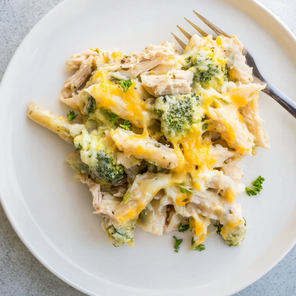 Weeknight Chicken Broccoli Alfredo Bake Recipe served with garlic bread and salad