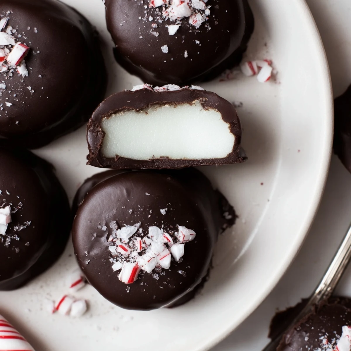 Homemade Peppermint Patties arranged on parchment, ready for gifting.