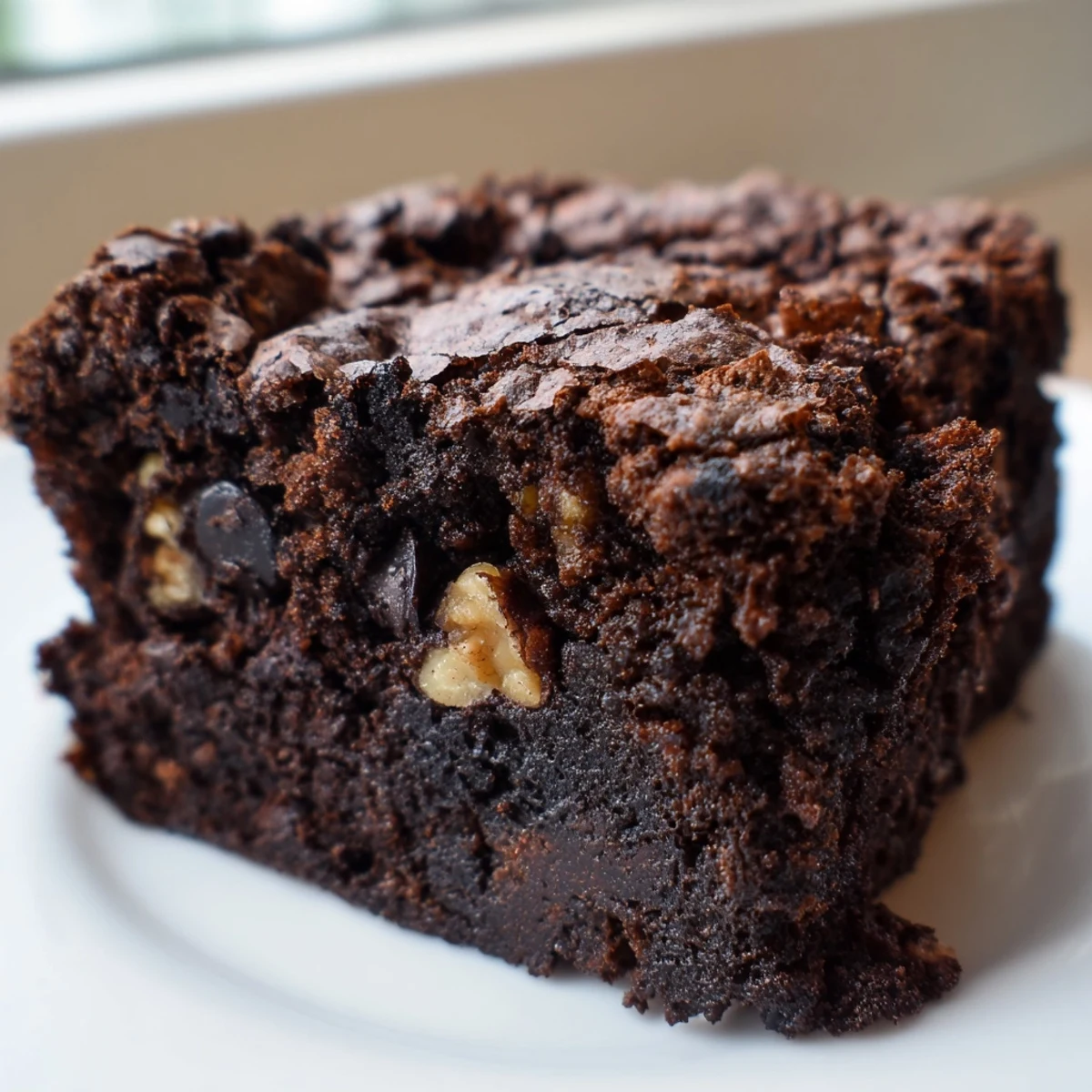 Fudgy brownies with a crackly top cut into rich chocolate squares