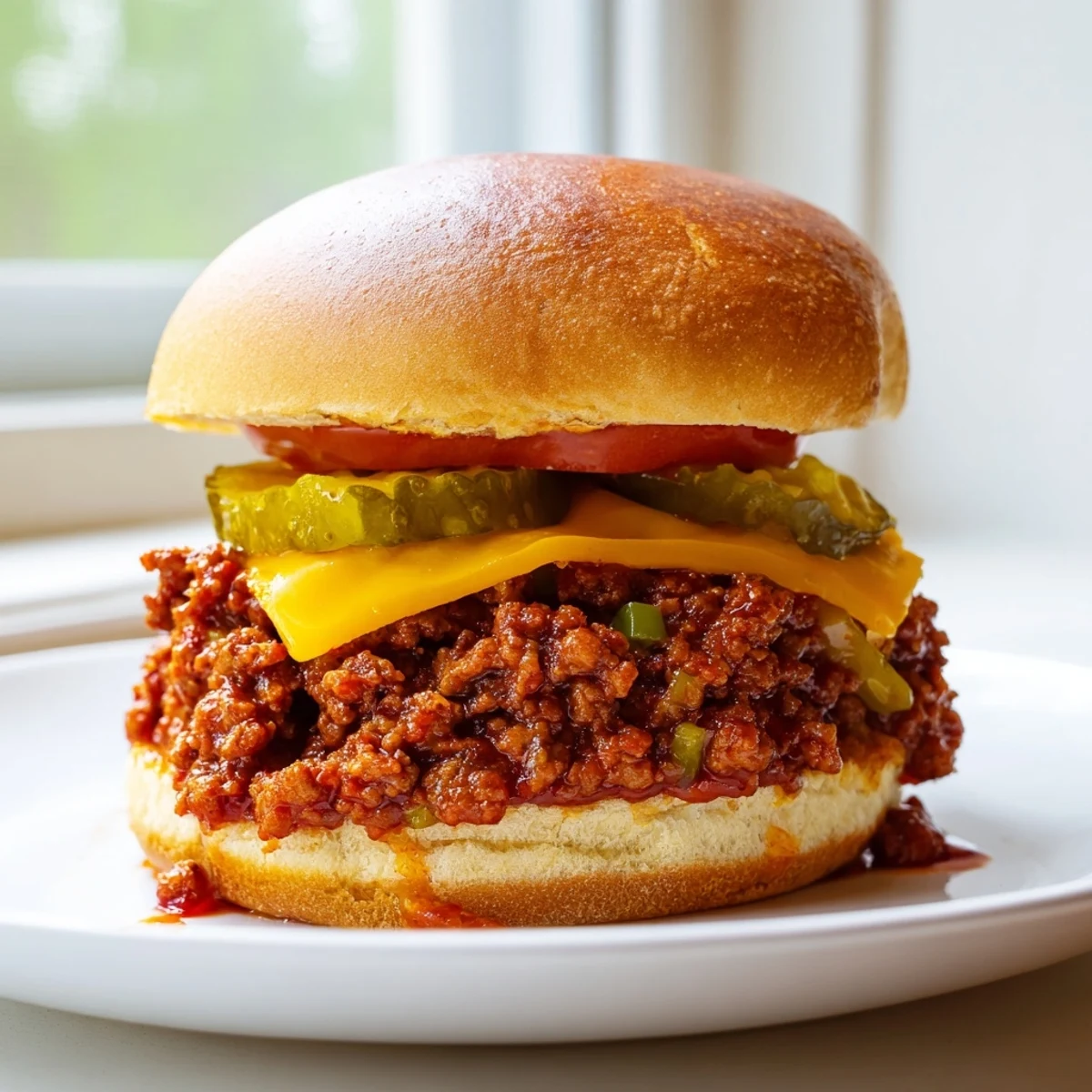 Smash Burger Sloppy Joes with melted cheese dripping over golden toasted buns