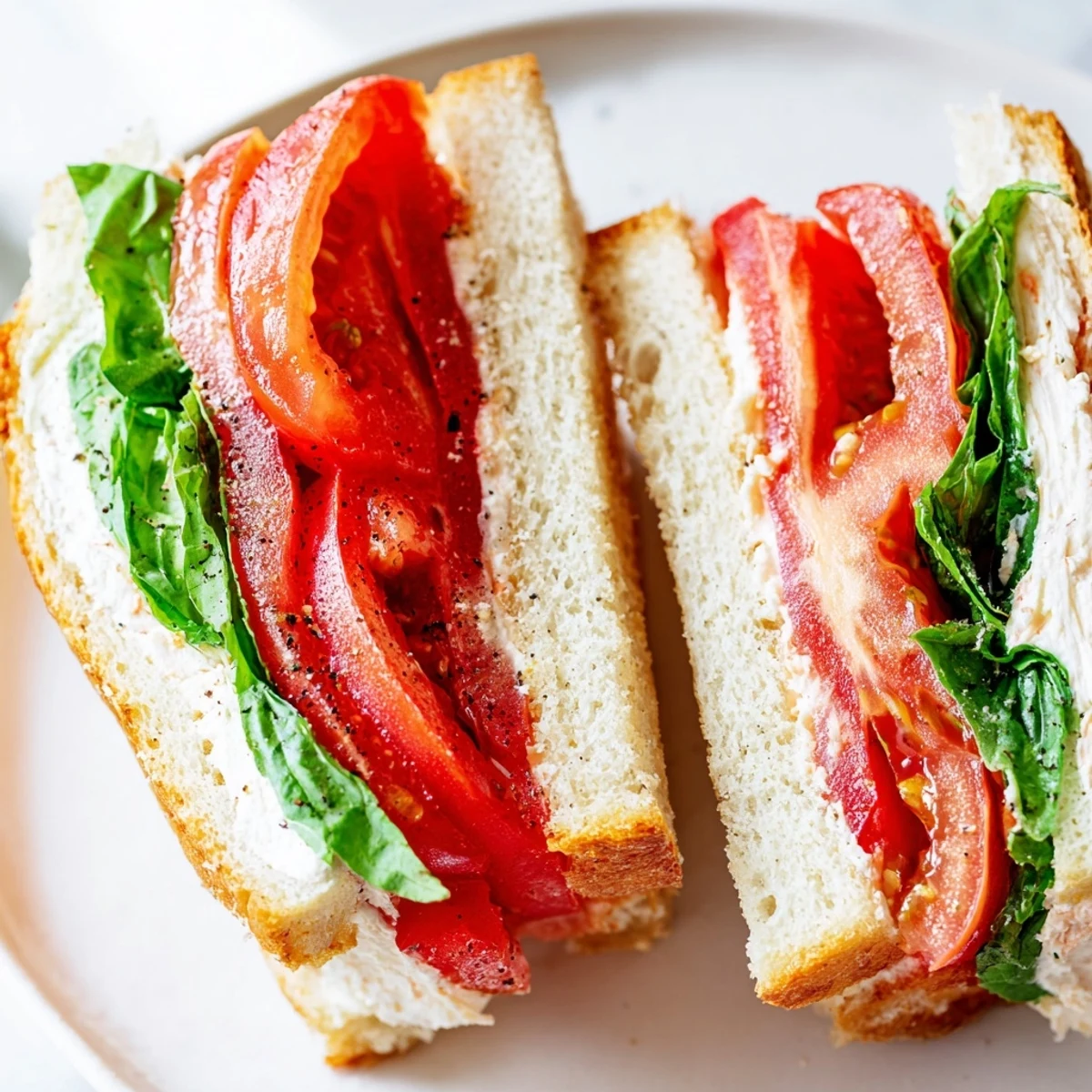 Juicy ripe tomato sandwich with creamy mayo on soft fresh bread