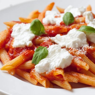 Tomato Garlic Ricotta Penne With Basil